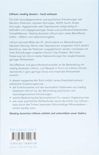Lithium - Das Supermineral für Gehirn und Seele, James Greenblatt