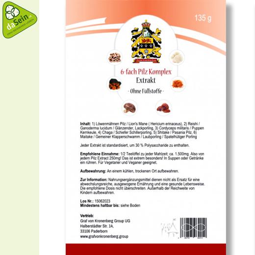 Vitalpilze 6-fach Pilzkomplex Extrakt 135g