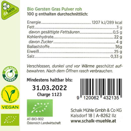 Gerstengras bio&roh 200g original