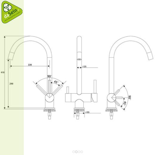 ARLES Edelstahl 3in1 Wasserhahn