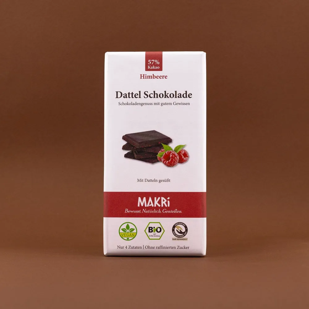 MAKRi Dattel Schokolade Himbeere 57% Kakao 85g Bio