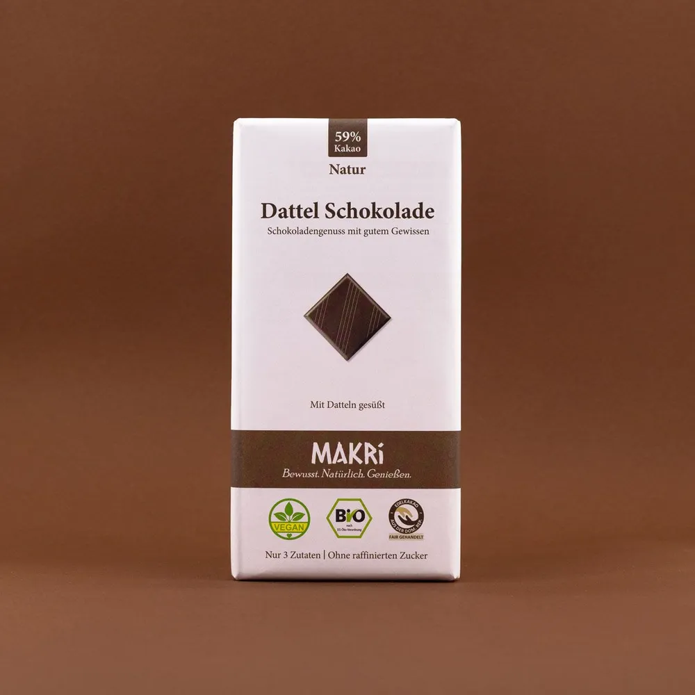 MAKRi Dattel Schokolade Natur 59% Kakao 85g Bio