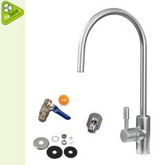 Wasserhahn Edelstahl mit Anschlussset